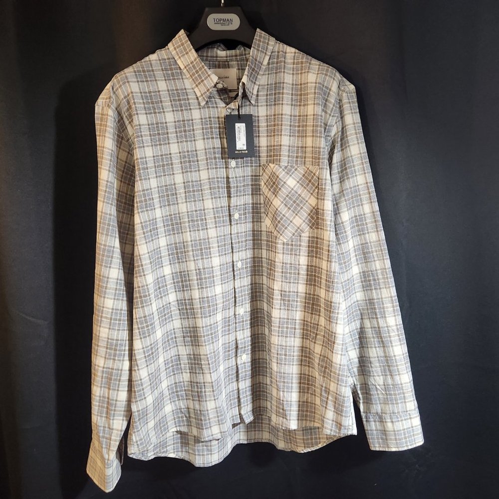 Billy Reid Mens Linen Blend Dress Button Down Shirt Large